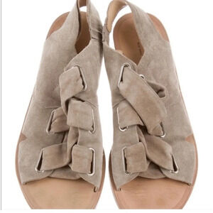 rag & bone Griege Suede Braided Slingback Sandals